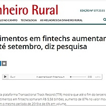 Investimentos em fintechs aumentam 87% at setembro, diz pesquisa